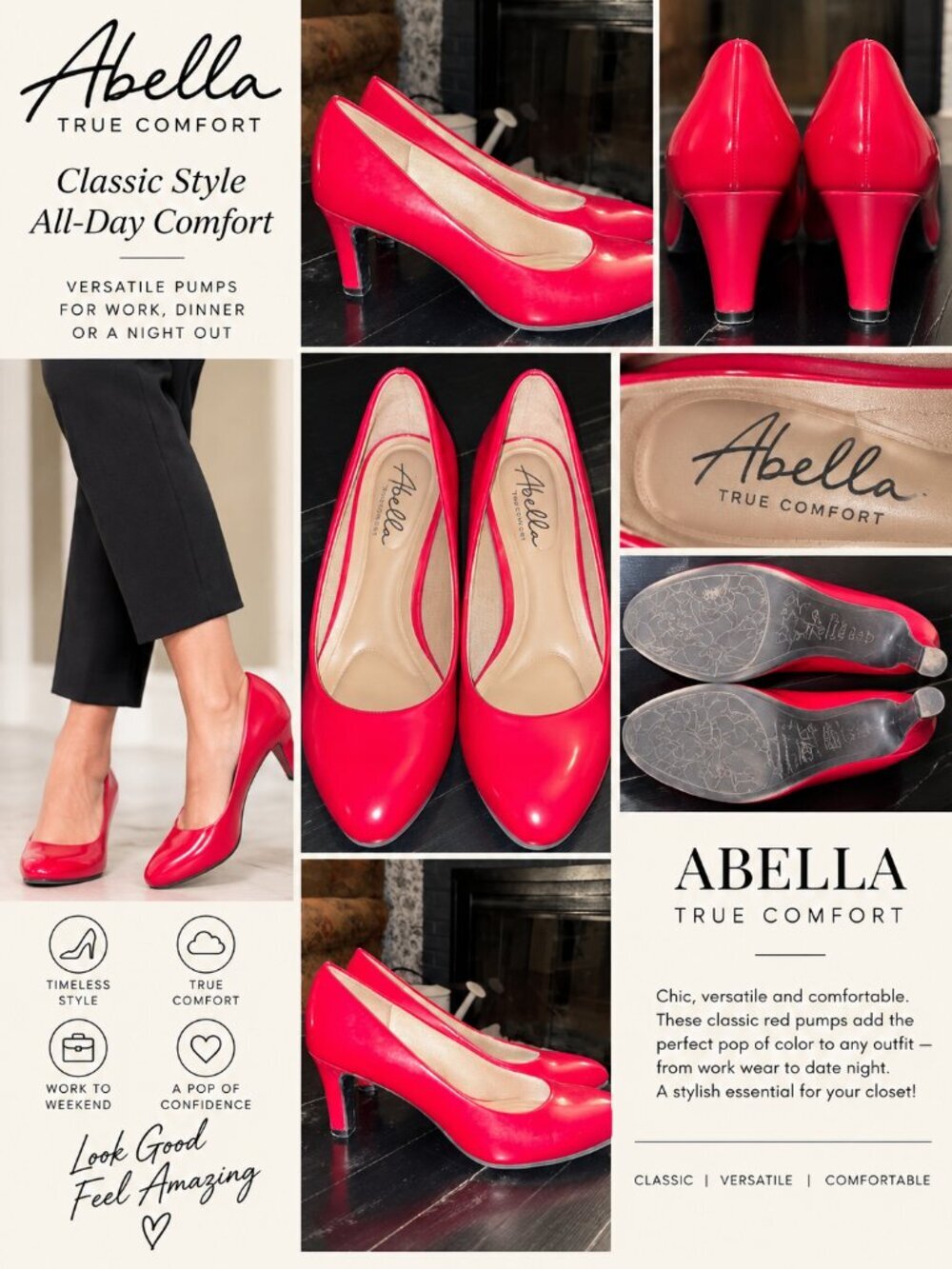 Abella True Comfort Red Pumps Women’s Size 9M Classic Heels